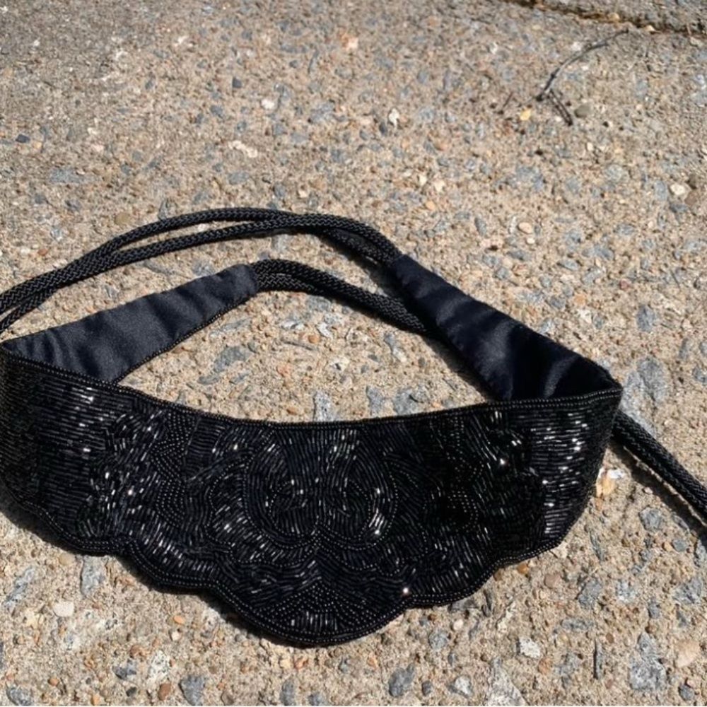 Vintage Danieli Elegant Black Beaded Sequins Women's Belt